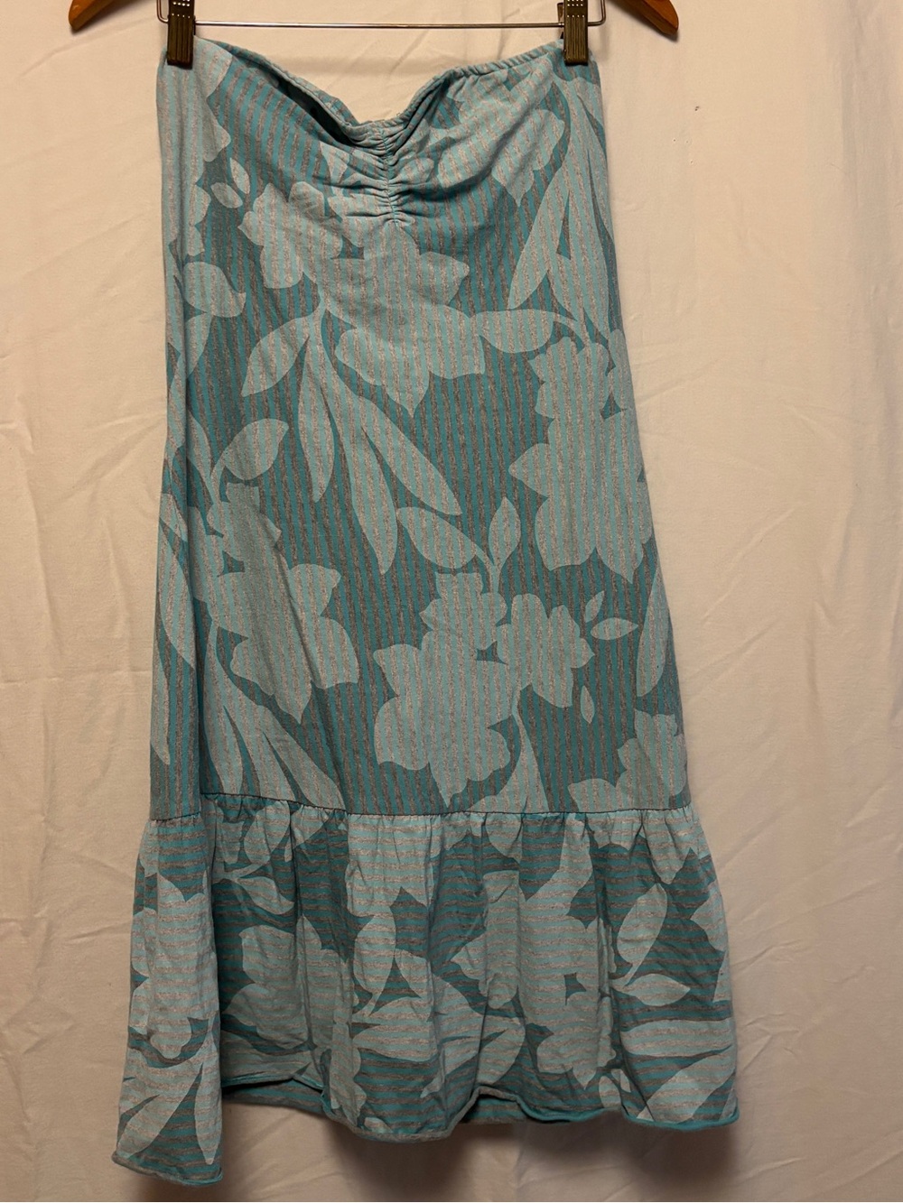 Billabong Light Blue Floral strapless dress